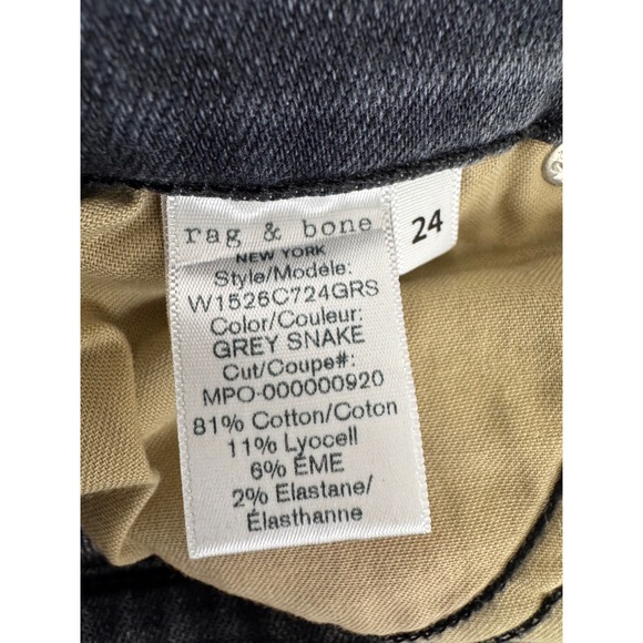 Rag & Bone Cate Mid-Rise Ankle Skinny Jeans Grey Snake Print Distressed 24 - Picture 7 of 12